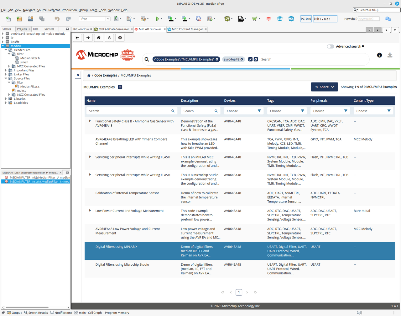 图6 MPLAB Discover 中的代码案例