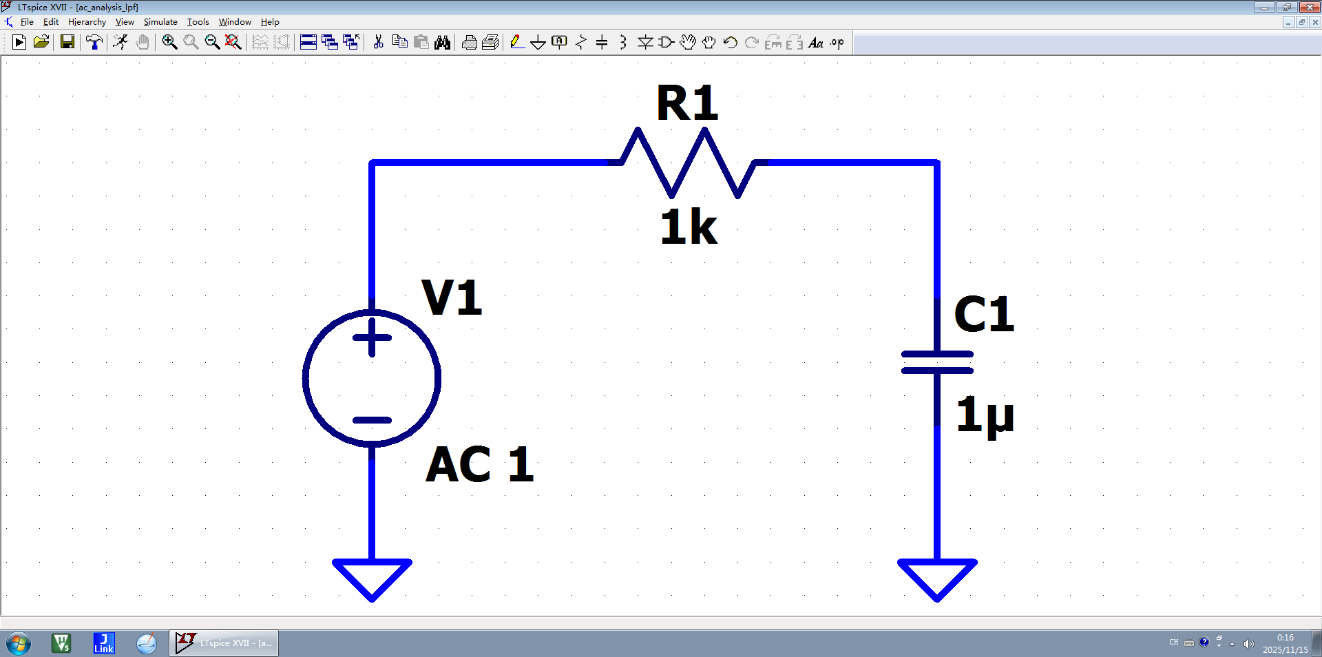 图1 RC 低通滤波器电路