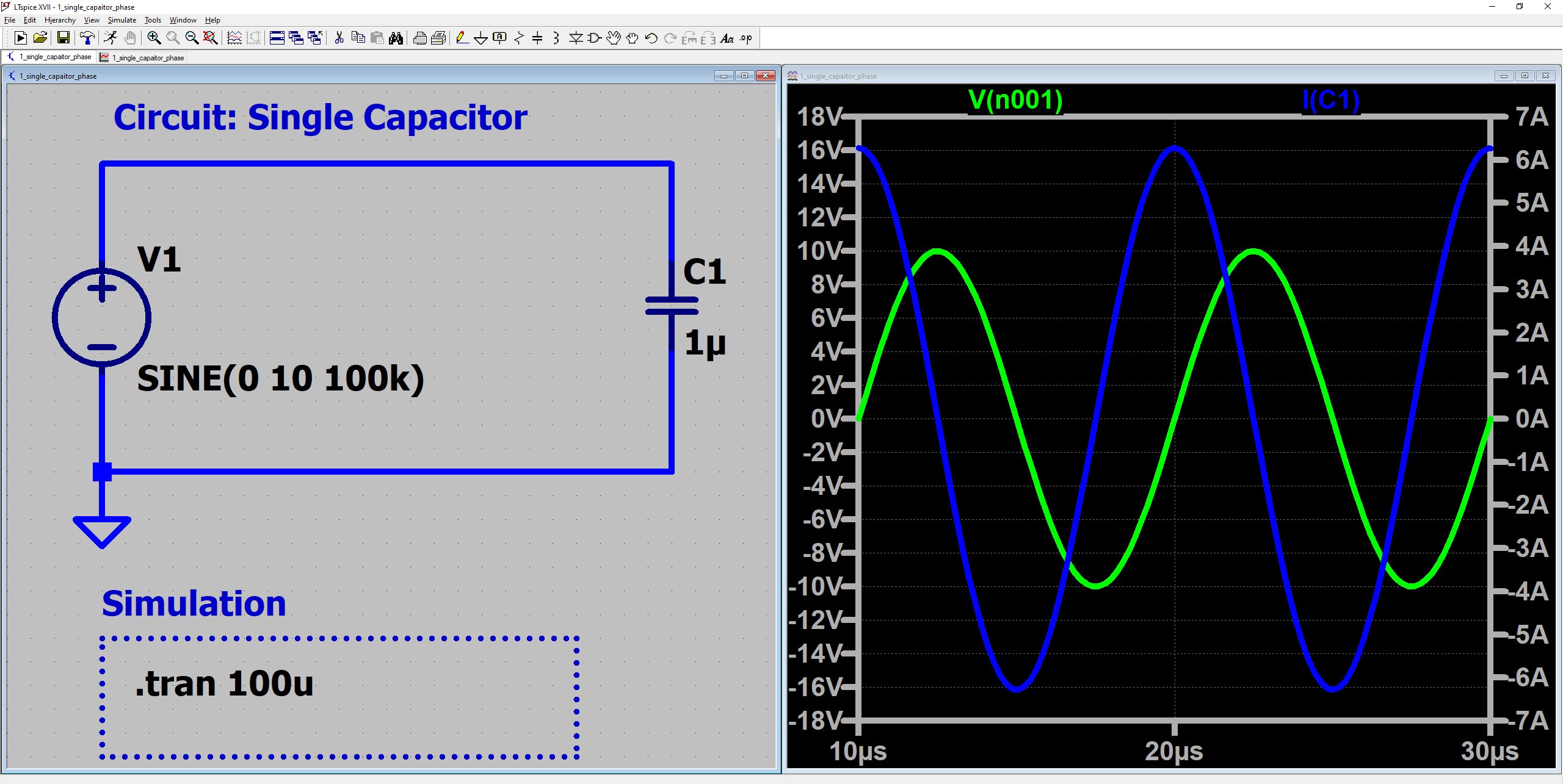 图1 只有一个电容的瞬态分析