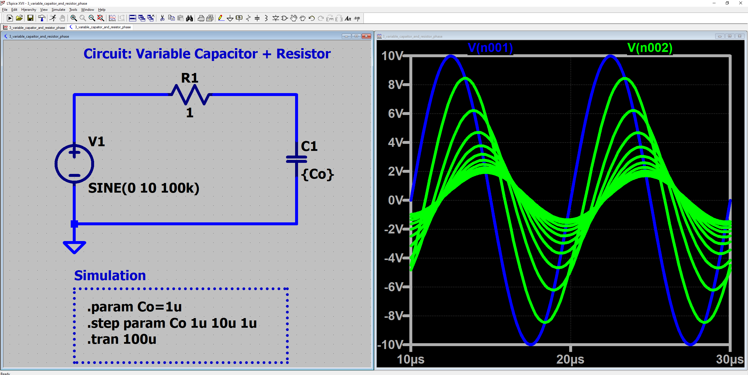 图3 可变电容 + 电阻的瞬态分析