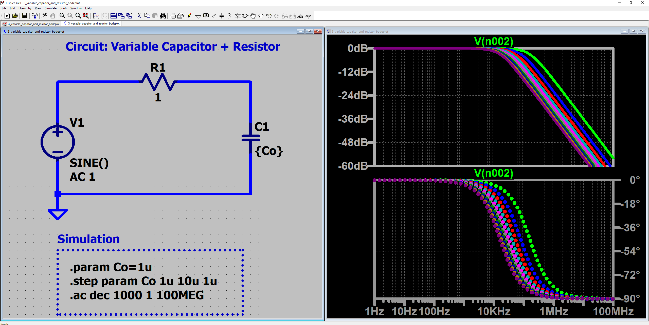 图5 可变电容 + 电阻的交流分析