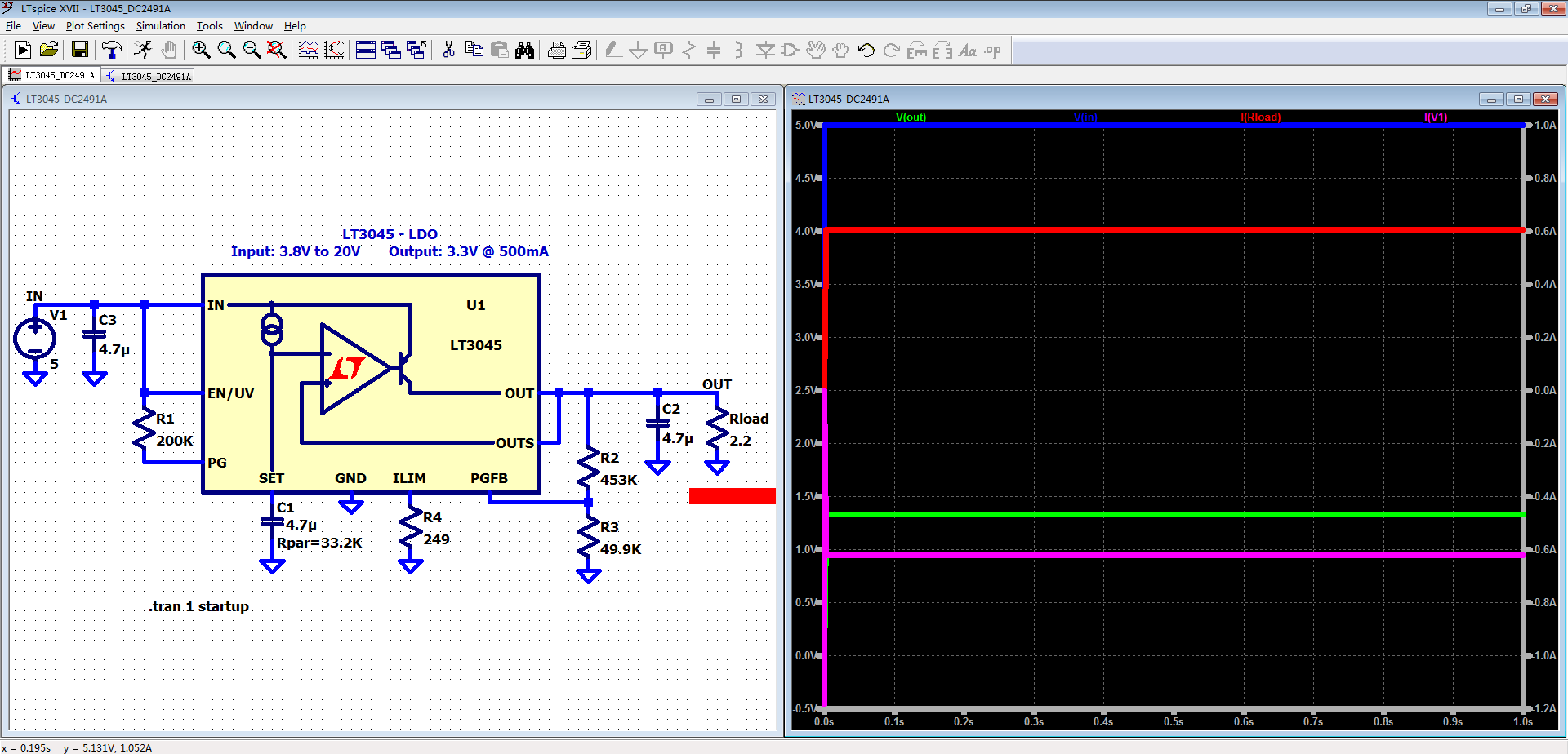 图9 电压电流仿真（Rload = 2.2 Ω）