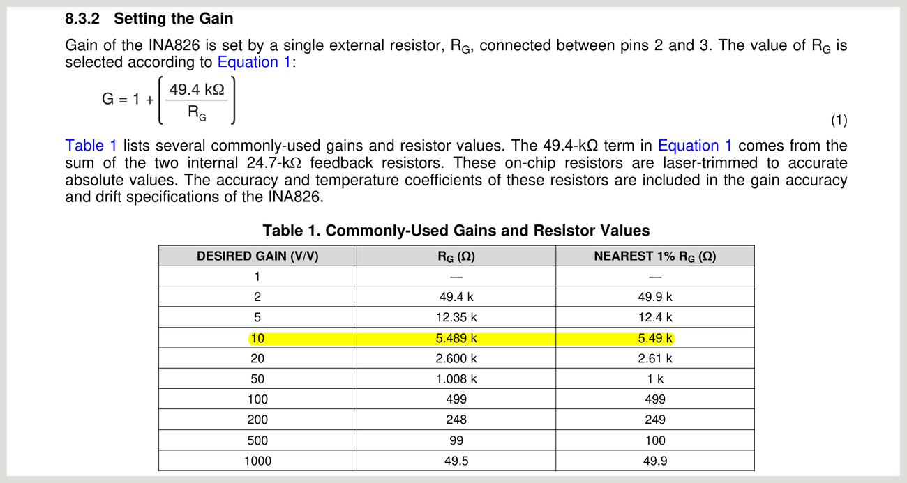 图4 INA826 增益设置
