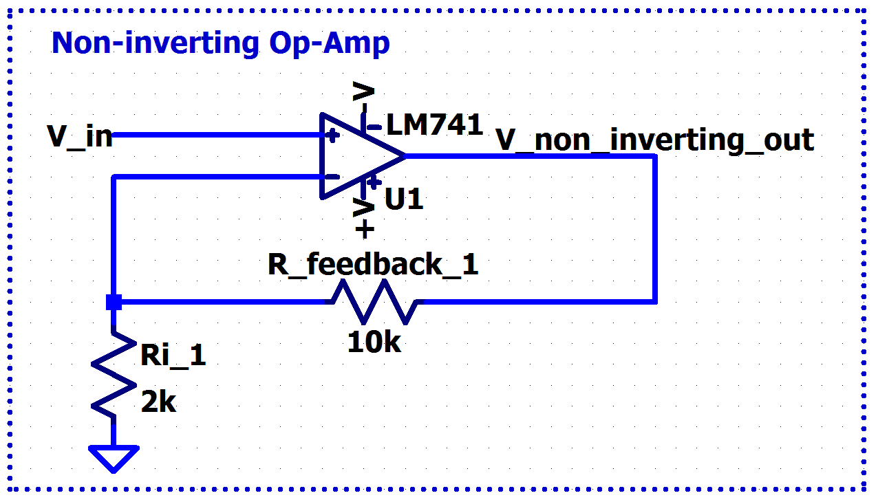 图4 LM741 作为同相放大器