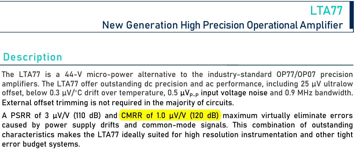 运放LTA77 CMRR的表示