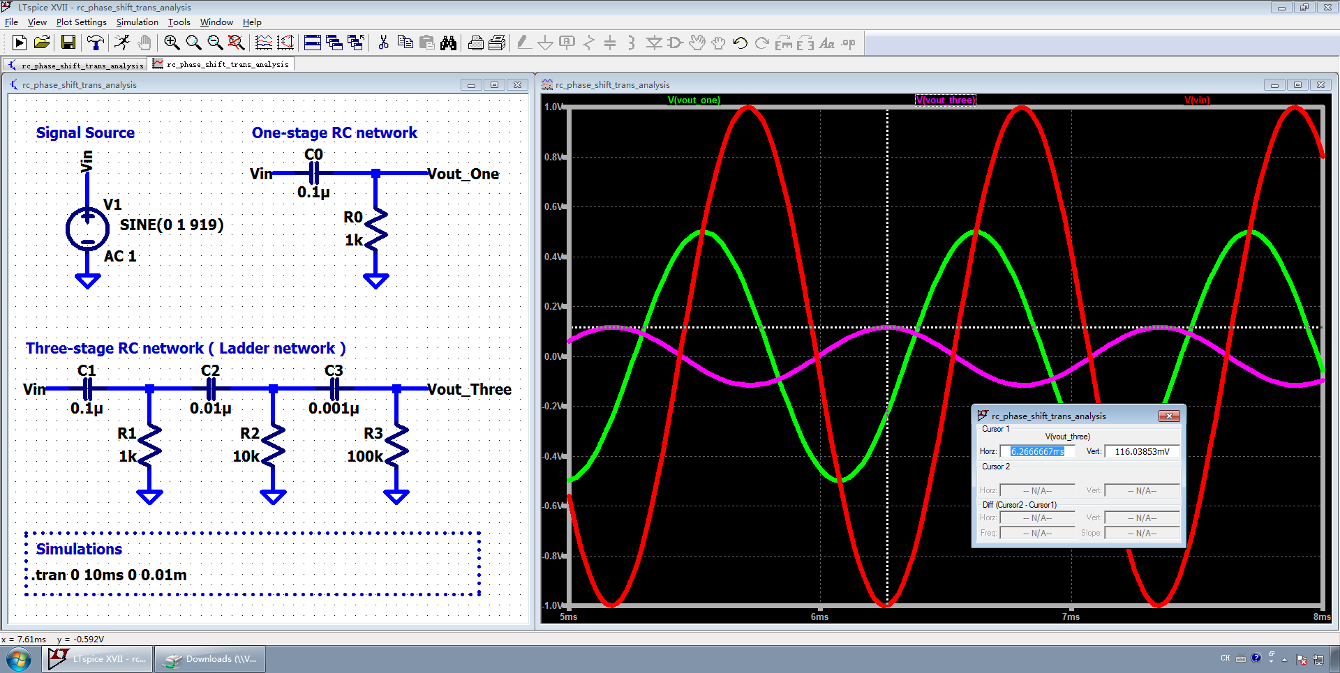 图7 三阶 RC 网络的瞬态分析