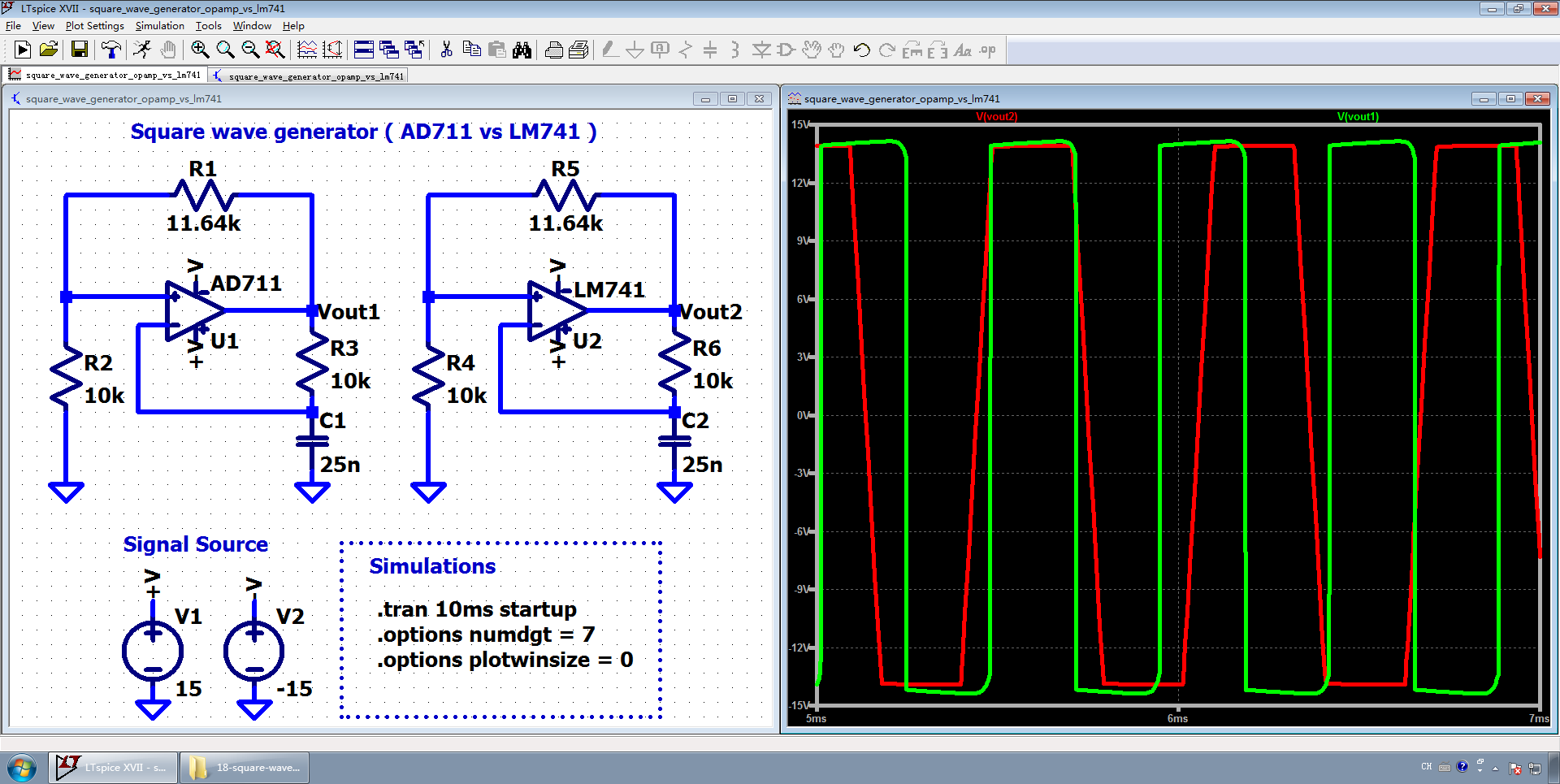图6 用 LM741 对比波形